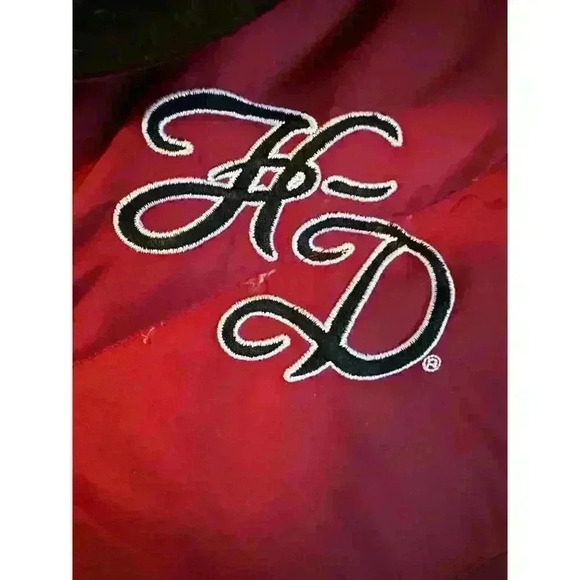 Womens Red Harley Davidson Puffer Jacket Coat Duck Down Feather Size S - Picture 3 of 7